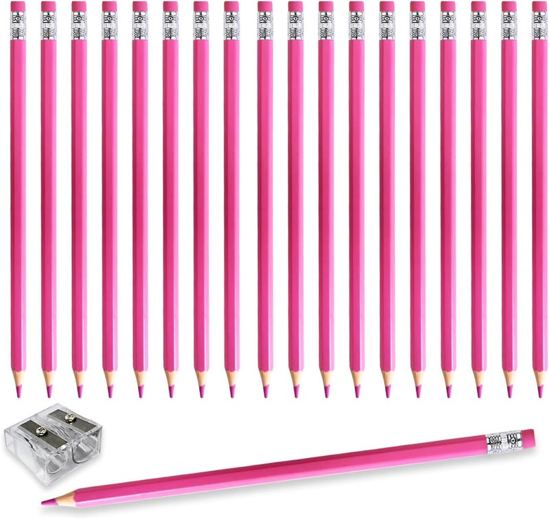 Adhere 25pcs Checking Pencils Erasable colored Pencils Pre-Sharpened #2 HB,for Checking Tests Grading,Map Coloring, editing Office Favors,including a Free sharpener. (Pink) - Image 1